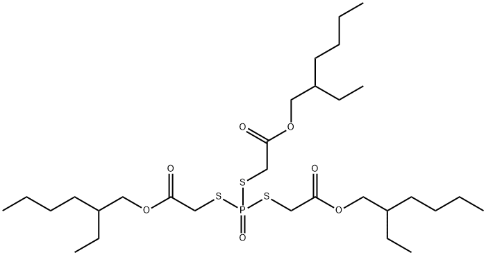 10-乙基-4-[[2-[(2-乙基己基)氧]-2-氧乙基]硫]-7-氧-8-氧杂-3,5-二硫杂-4-十四烷酸磷酸-4-氧-2-乙基己酯 结构式