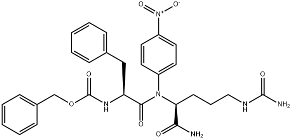 N-[(benzyloxy)carbonyl]-3-phenyl-L-alanyl-N5-carbamoyl-N-(p-nitrophenyl)-L-ornithinamide 结构式