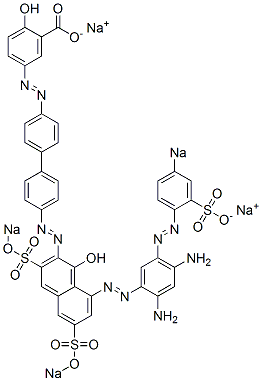 5-[[4'-[[8-[[2,4-Diamino-5-[(4-sodiosulfophenyl)azo]phenyl]azo]-1-hydroxy-3,6-bis(sodiosulfo)-2-naphthalenyl]azo][1,1'-biphenyl]-4-yl]azo]-2-hydroxybenzoic acid sodium salt 结构式