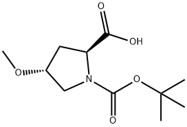 (2S,4R)-1-(叔丁氧羰基)-4-甲氧基吡咯烷-2-羧酸 结构式