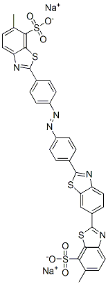 disodium 6-methyl-2'-[4-[[4-(6-methyl-7-sulphonatobenzothiazol-2-yl)phenyl]azo]phenyl][2,6'-bibenzothiazole]-7-sulphonate  结构式