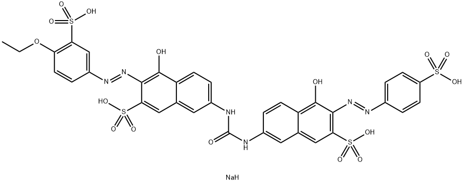 tetrasodium 3-[(4-ethoxy-3-sulphonatophenyl)azo]-4-hydroxy-7-[[[[5-hydroxy-7-sulphonato-6-[(4-sulphonatophenyl)azo]-2-naphthyl]amino]carbonyl]amino]naphthalene-2-sulphonate 结构式