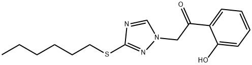 2-[3-(hexylthio)-1H-1,2,4-triazol-1-yl]-1-(2-hydroxyphenyl)ethan-1-one 结构式