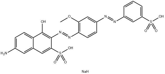 7-amino-4-hydroxy-3-[[2-methoxy-4-[(3-sulphophenyl)azo]phenyl]azo]naphthalene-2-sulphonic acid, sodium salt 结构式