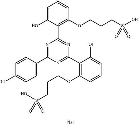 disodium 3,3'-[[6-(4-chlorophenyl)-1,3,5-triazine-2,4-diyl]bis[(3-hydroxy-2,1-phenylene)oxy]]bispropanesulphonate  结构式