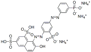 triammonium hydrogen 7-hydroxy-8-[[4-[(m-phosphonatophenyl)azo]-2-sulphonatophenyl]azo]naphthalene-1,3-disulphonate 结构式