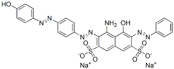 disodium 4-amino-5-hydroxy-3-[[4-[(4-hydroxyphenyl)azo]phenyl]azo]-6-(phenylazo)naphthalene-2,7-disulphonate 结构式