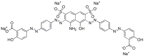 tetrasodium 3,3'-[(1-amino-8-hydroxy-3,6-disulphonatonaphthalene-2,7-diyl)bis(azo-4,1-phenyleneazo)]bis[6-hydroxybenzoate] 结构式