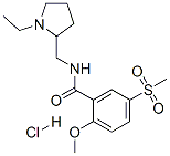 N-[(1-ethyl-2-pyrrolidinyl)methyl]-2-methoxy-5-(methylsulphonyl)benzamide monohydrochloride 结构式