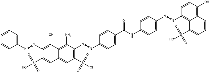 4-amino-5-hydroxy-3-[[4-[[[4-[(4-hydroxy-8-sulpho-1-naphthyl)azo]phenyl]amino]carbonyl]phenyl]azo]-6-(phenylazo)naphthalene-2,7-disulphonic acid 结构式