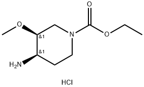 ethyl cis-4-amino-3-methoxypiperidine-1-carboxylate monohydrochloride 结构式