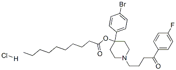 4-(4-bromophenyl)-1-[4-(4-fluorophenyl)-4-oxobutyl]-4-piperidyl decanoate hydrochloride 结构式