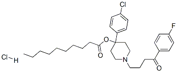 4-(4-chlorophenyl)-1-[4-(4-fluorophenyl)-4-oxobutyl]-4-piperidyl decanoate hydrochloride 结构式