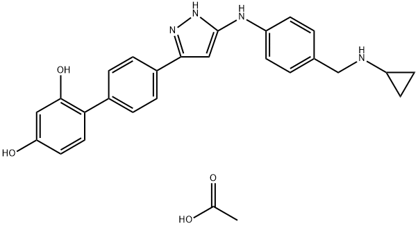 4'-[5-[[3-[(Cyclopropylamino)methyl]phenyl]amino]-1H-pyrazol-3-yl]-[1,1'-biphenyl]-2,4-dioldihydrochloride 结构式