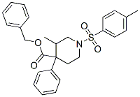 benzyl 3-methyl-4-phenyl-1-(p-tolylsulphonyl)piperidine-4-carboxylate  结构式