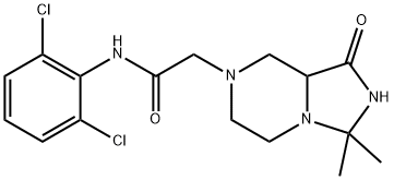 N-(2,6-dichlorophenyl)hexahydro-3,3-dimethyl-1-oxoimidazo[1,5-a]pyrazine-7(1H)-acetamide 结构式