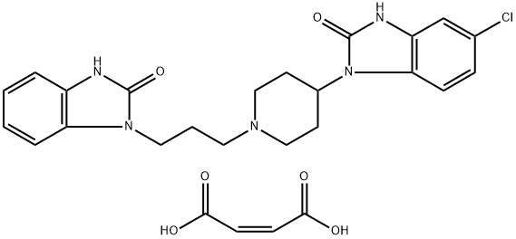 5-氯-1-[1-[3-(2-氧代-1,3-二氢苯并咪唑-1-基)丙基]-4-哌啶基]-1,3-二氢苯并咪唑-2-酮马来酸盐 结构式