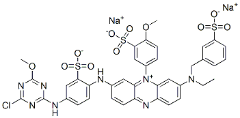 3-[[4-[(4-氯-6-甲氧基-1,3,5-三嗪-2-基)氨基]-2-磺基苯基]氨基]-7-[乙基[(3-磺基苯基)甲基]氨基]-5-(4-甲氧基-3-磺基苯基)吩嗪内盐二钠盐 结构式