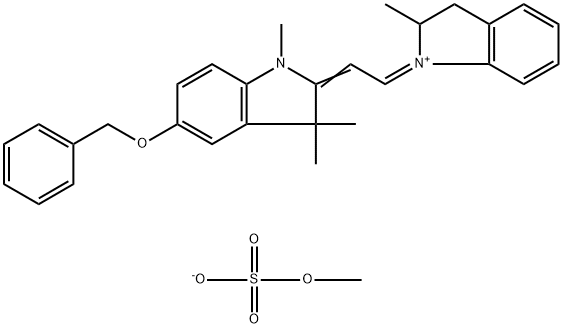 2-[2-(2,3-dihydro-2-methyl-1H-indol-1-yl)vinyl]-1,3,3-trimethyl-5-(phenylmethoxy)-3H-indolium methyl sulphate 结构式