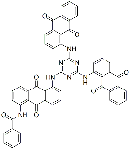 N-[5-[[4,6-bis[(9,10-dihydro-9,10-dioxo-1-anthryl)amino]-1,3,5-triazin-2-yl]amino]-9,10-dihydro-9,10-dioxo-1-anthryl]benzamide 结构式