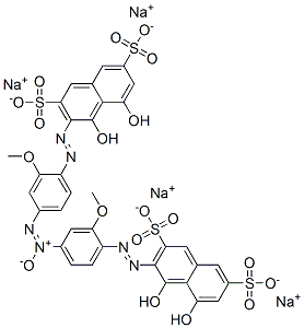 tetrasodium 3,3'-[azoxybis[(2-methoxy-4,1-phenylene)azo]]bis[4,5-dihydroxynaphthalene-2,7-disulphonate]  结构式