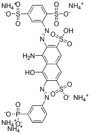 pentaammonium hydrogen 4-amino-3-[(2,5-disulphonatophenyl)azo]-5-hydroxy-6-[(3-phosphonatophenyl)azo]naphthalene-2,7-disulphonate 结构式