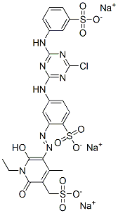 5-[[5-[[4-氯-6-[(3-磺基苯基)氨基]-1,3,5-三嗪-2-基]氨基]-2-磺基苯基]偶氮]-1-乙基-1,2-二氢-6-羟基-4-甲基-2-氧代-3-吡啶甲磺酸三钠盐 结构式
