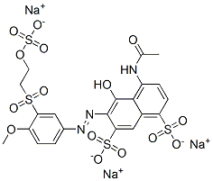 trisodium 4-(acetylamino)-5-hydroxy-6-[[4-methoxy-3-[[2-(sulphonatooxy)ethyl]sulphonyl]phenyl]azo]naphthalene-1,7-disulphonate 结构式