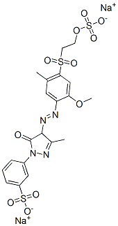 disodium m-[4,5-dihydro-4-[[2-methoxy-5-methyl-4-[[2-(sulphonatooxy)ethyl]sulphonyl]phenyl]azo]-3-methyl-5-oxo-1H-pyrazol-1-yl]benzenesulphonate  结构式