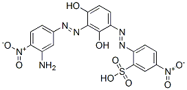 2-[[3-[(3-amino-4-nitrophenyl)azo]-2,4-dihydroxyphenyl]azo]-5-nitrobenzenesulphonic acid 结构式