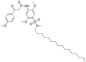 N-[4-(N-hexadecyl-N-methylsulphamoyl)-2,5-dimethoxyphenyl]-3-(p-methoxyphenyl)-3-oxopropionamide 结构式