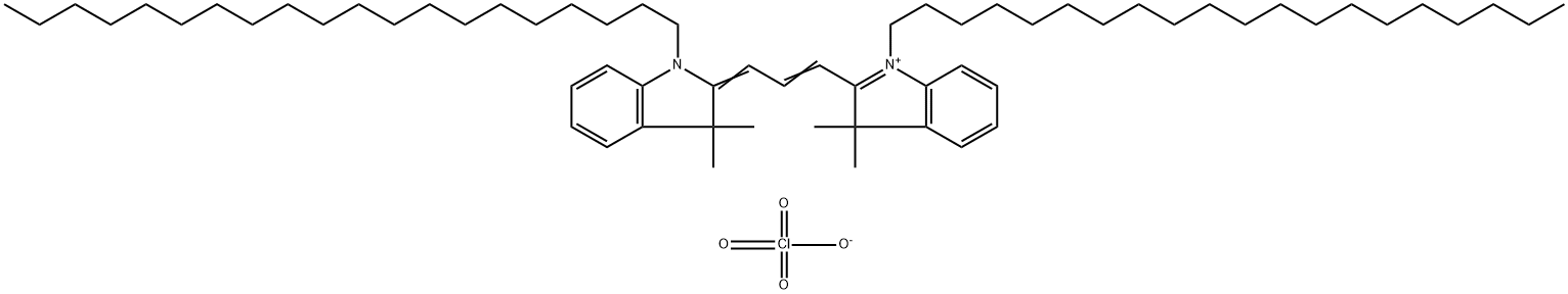 1-二十烷基-2-[(E)-3-(1-二十烷基-3,3-二甲基-1,3-二氢-2H-吲哚-2-亚基)-1-丙烯基]-3,3-二甲基-3H-吲哚高氯酸盐 结构式