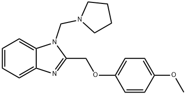 1H-Benzimidazole, 2-((4-methoxyphenoxy)methyl)-1-(1-pyrrolidinylmethyl )- 结构式