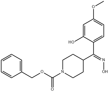 (E)-2-(5-Methoxy)phenol 4-(N-Benzyloxycarbonyl)piperidinyl-methanone Oxime 结构式