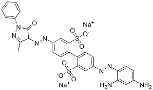 disodium 4-[(2,4-diaminophenyl)azo]-4'-[(4,5-dihydro-3-methyl-5-oxo-1-phenyl-1H-pyrazol-4-yl)azo][1,1'-biphenyl]-2,2'-disulphonate 结构式