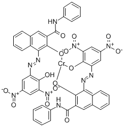 双[3-羟基-4-(2-羟基-3,5-二硝基苯基偶氮)-N-苯基-2-萘酰胺]合铬酸氢 结构式