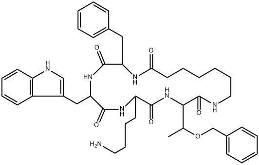 C[AMINOHEPTANOYL-PHE-DTRP-LYS-THR: BZL] 结构式