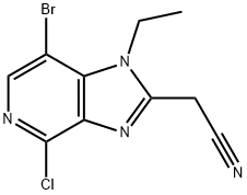2-(7-溴-4-氯-1-乙基-1H-咪唑并[4,5-C]吡啶-2-基)乙腈 结构式