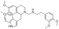 2(1H)-Isoquinolinemethanamine, 3,4-dihydro-6,7-dimethoxy-N-(2-(3,4-dim ethoxyphenyl)ethyl)-1-(1H-indol-3-ylmethyl)- 结构式