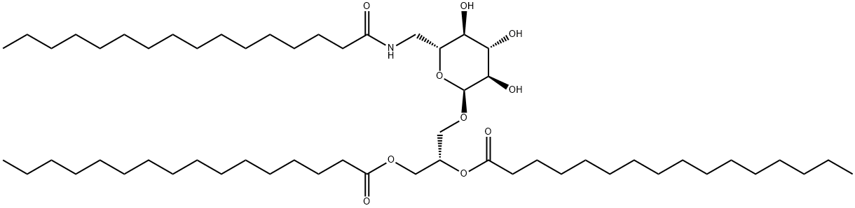 1,2-DIPALMITOYL-3-(N-PALMITOYL-6-AMINO-6-DEOXY-Α-D-GLUCOSYL)-SN-GLYCEROL 结构式