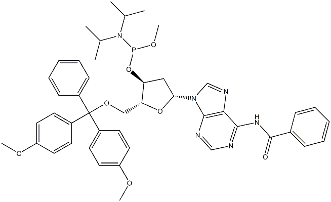 5'-O-(4,4'-DIMETHOXYTRITYL)-N6-BENZOYL-2'-DEOXYADENOSINE-3'-(METHYL-N,N-DIISOPROPYL)PHOSPHORAMIDITE 结构式