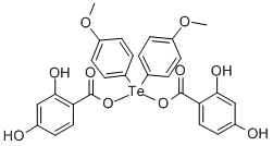 Bis(p-methoxyphenyl)di-beta-resorcylatotellurium 结构式
