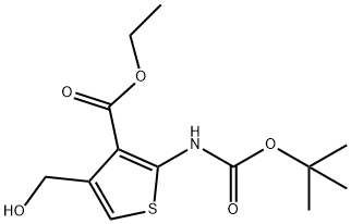 2-[(叔丁氧羰基)氨基]-4-(羟基甲基)噻吩-3-羧酸乙酯 结构式