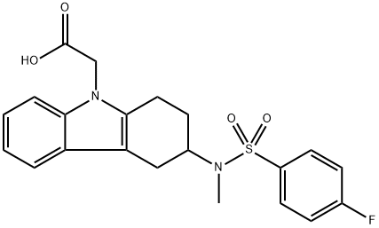 3-[[(4-氟苯基)磺酰基]甲基氨基]-1,2,3,4-四氢-9H-咔唑-9-乙酸 结构式