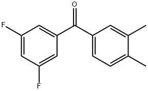 3,5-DIFLUORO-3',4'-DIMETHYLBENZOPHENONE 结构式