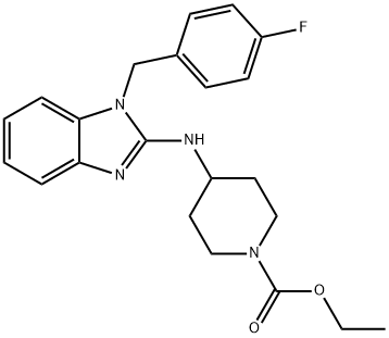 4-[[1-[(4-氟苯基)甲基]-1H-苯并咪唑-2-基]氨基]哌啶-1-甲酸乙酯 结构式
