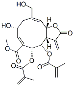 (3aS,4S,5R,6E,8R,10E,11aS)-4,5-Bis(2-methylacryloyloxy)-8-hydroxy-10-(hydroxymethyl)-2-oxo-3-methylene-2,3,3a,4,5,8,9,11a-octahydrocyclodeca[b]furan-6-carboxylic acid methyl ester 结构式