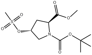 (2S,4R)-BOC-Γ-甲磺酰基氧甲基脯氨酸甲酯 结构式