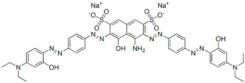 disodium 4-amino-3,6-bis[[4-[[4-(diethylamino)-2-hydroxyphenyl]azo]phenyl]azo]-5-hydroxynaphthalene-2,7-disulphonate 结构式