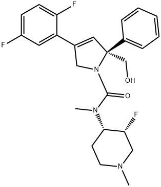 (2S)-4-(2,5-二氟苯基)-N-[(3R,4S)-3-氟-1-甲基-4-哌啶基]-2,5-二氢-2-羟基甲基-N-甲基-2-苯基-1H-吡咯-1-羧胺 结构式